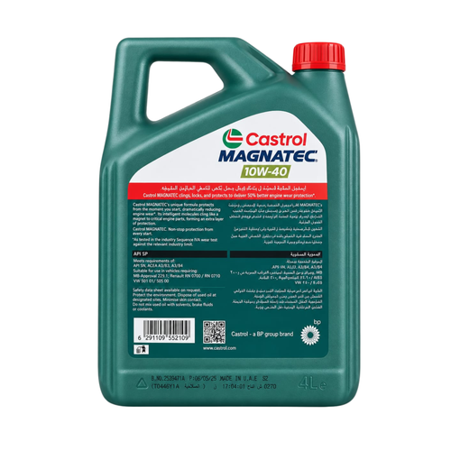 Castrol Magnatec 10W-40 petrol engine oil 4L – back label